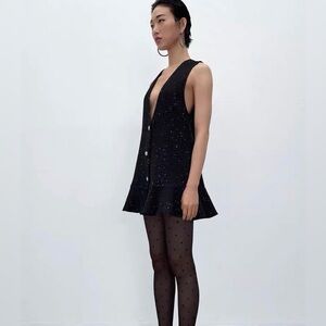 Zara black tweed sleeveless dress